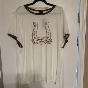 Torrid White Tee with Brown Trim
